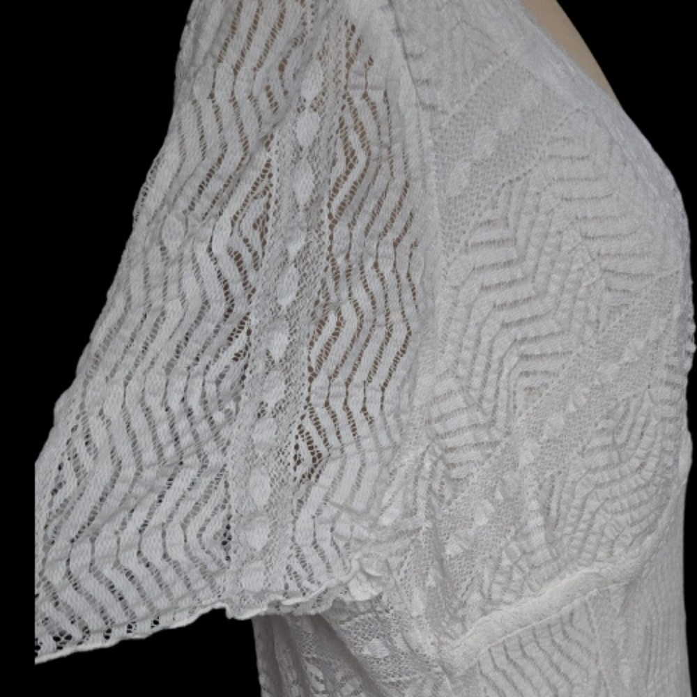 Elegant White Spring Lace Dress By Rabbit Rabbit Rabbit Sz L - Picture 4 of 7